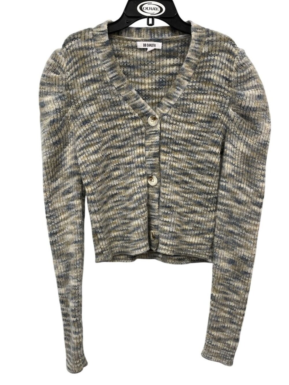 BB Dakota Peri Cardigan Sweater XS Puff Sleeve Pullover Multicolor Warm Cozychic